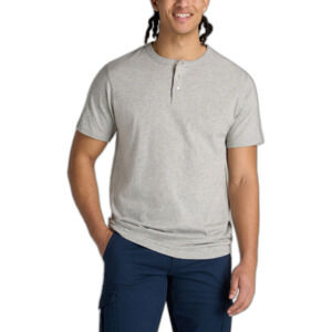 American Tall Regular Fit Gray Jersey Henley Tee - Large Tall LT